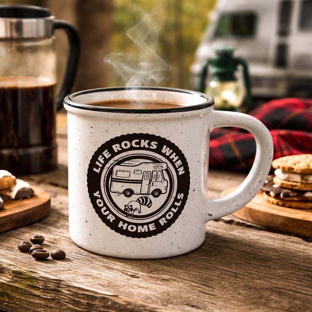 Camper RV Life Rocks‎ When Your Home Rolls Ceramic Mug Camper Life